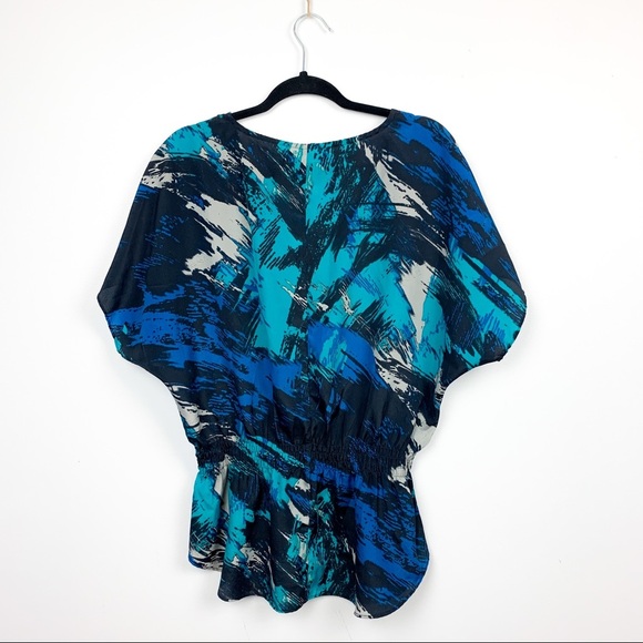 Calvin Klein Short Sleeve Patterned Blue Top - Picture 5 of 10